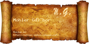 Mohler Gábor névjegykártya